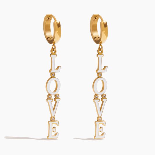 Golden Love Letter Drop Earrings - mifjewelry