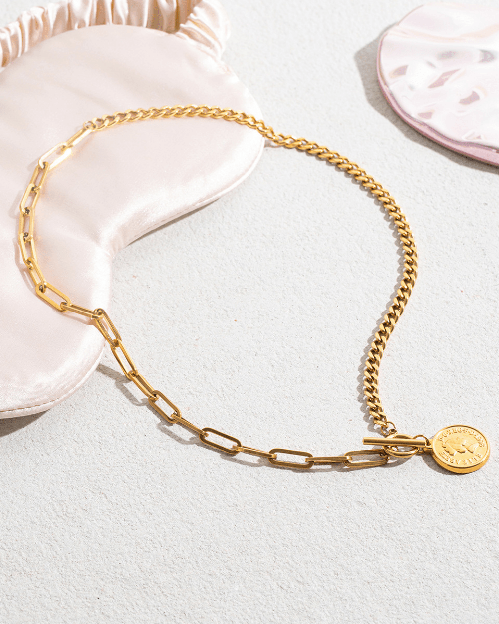 Golden Medallion Toggle Chain Necklace - mifjewelry