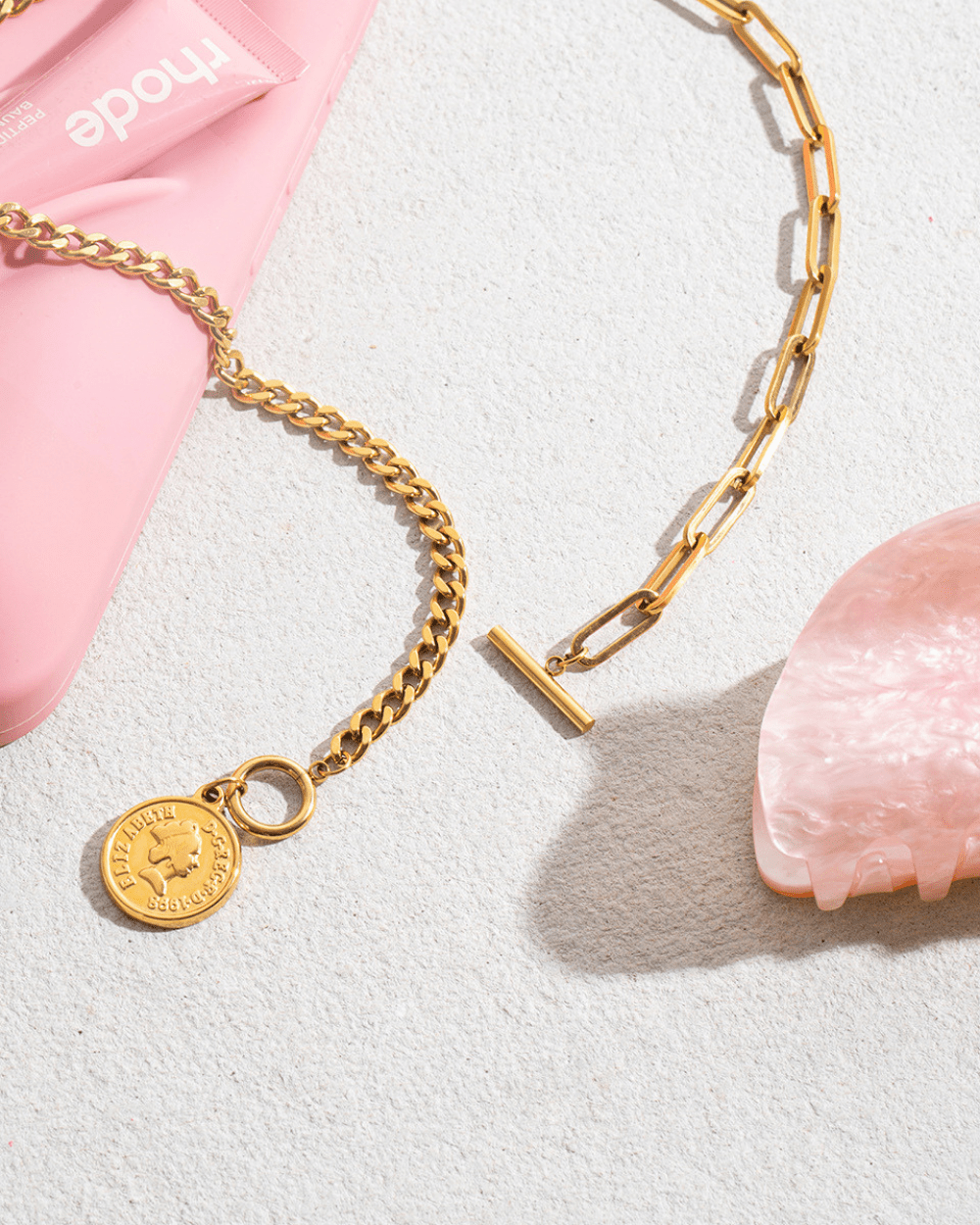 Golden Medallion Toggle Chain Necklace - mifjewelry