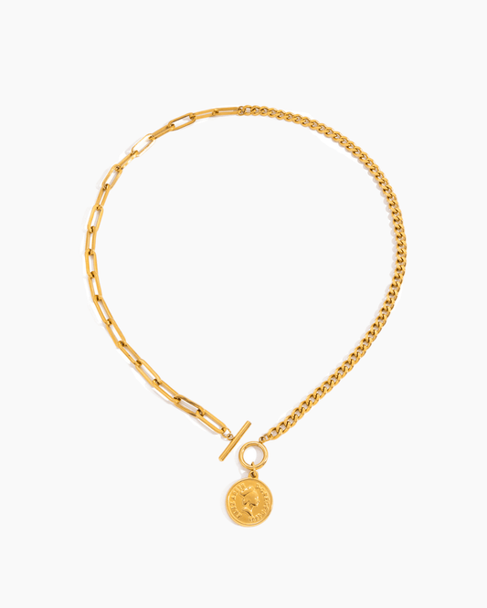 Golden Medallion Toggle Chain Necklace - mifjewelry