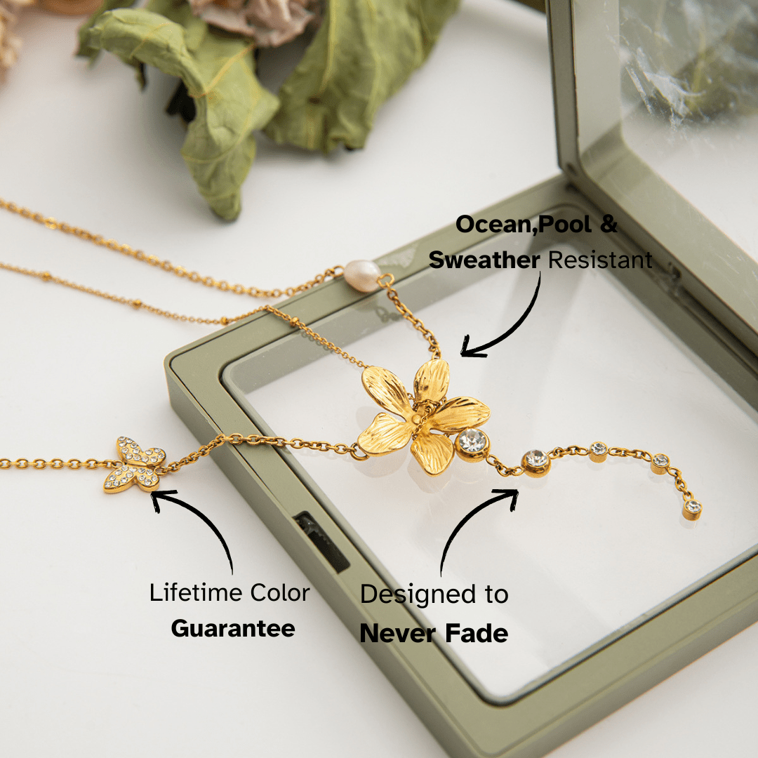 Golden Orchid Drop Necklace - mifjewelry