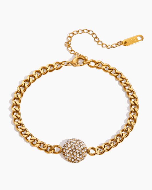 Golden Pavé Sphere Chain Bracelet - mifjewelry