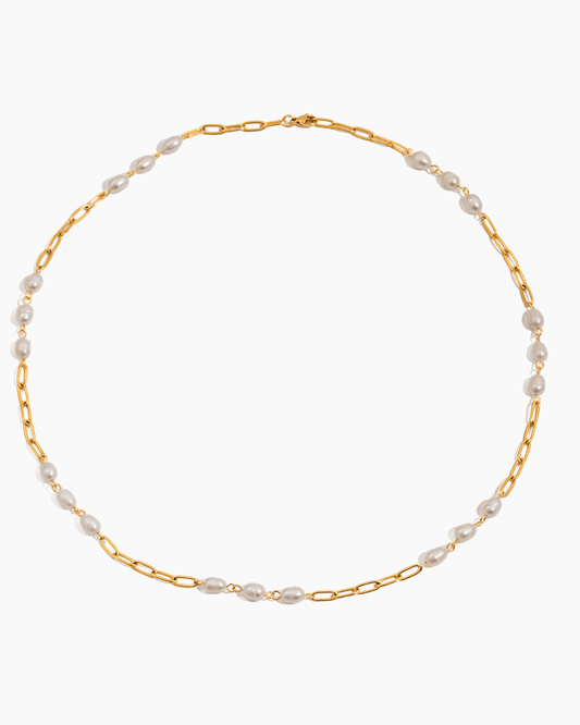 Golden Pearl Link Chain Necklace - mifjewelry