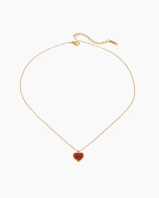 Golden Red Heart Pendant Necklace - mifjewelry