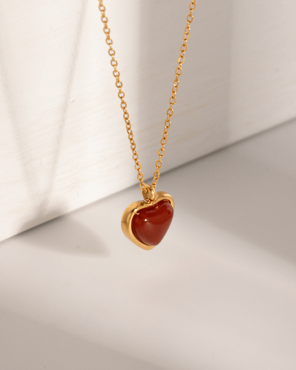 Golden Red Heart Pendant Necklace - mifjewelry