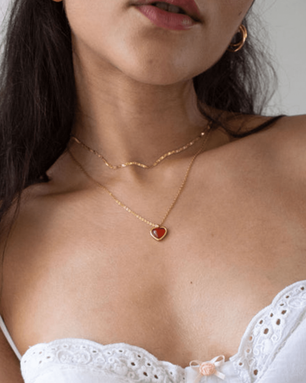 Golden Red Heart Pendant Necklace - mifjewelry