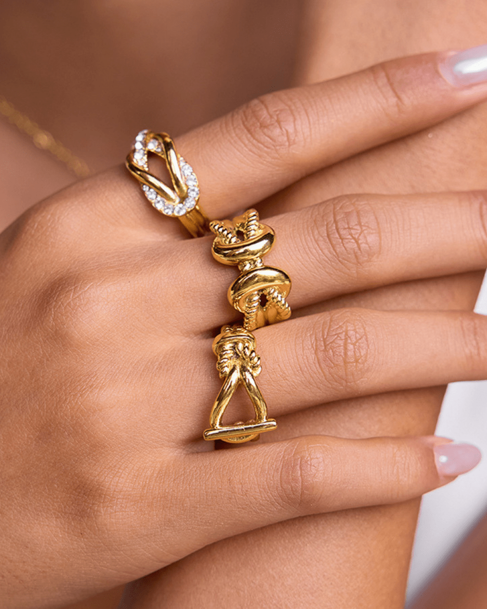 Golden Rope Link Ring - mifjewelry