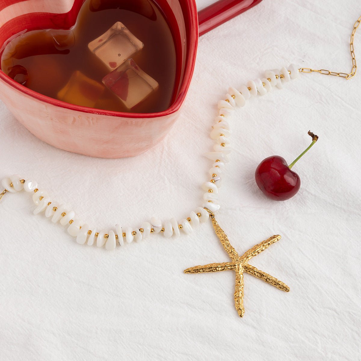 Golden Starfish Shell Necklace - mifjewelry