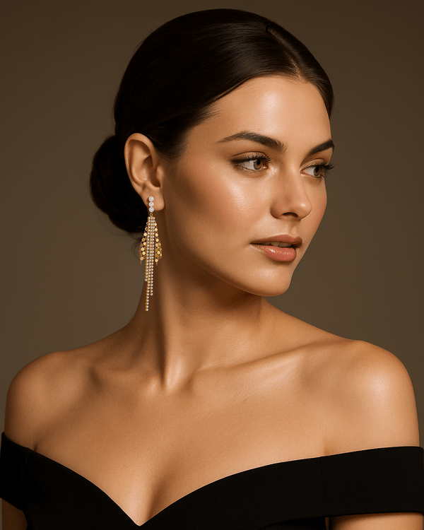 Golden Starlight Waterfall Earrings - mifjewelry