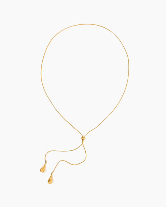 Golden Teardrop Lariat Necklace - mifjewelry