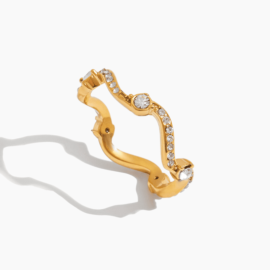 Golden Wave Zircon Ring - mifjewelry