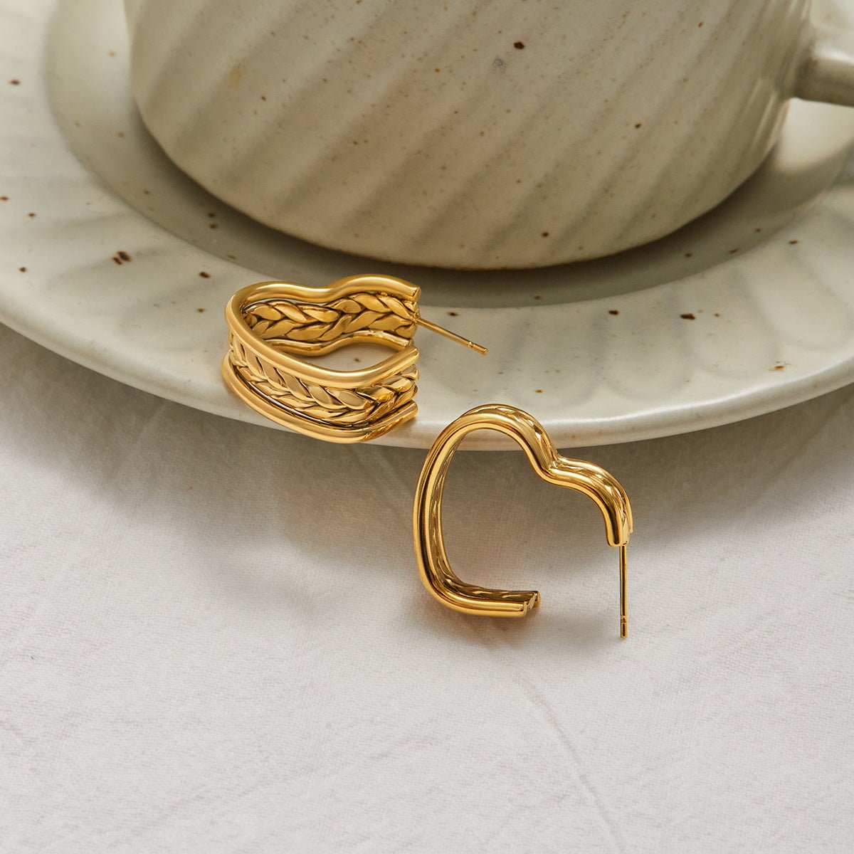 Golden Woven Wave Hoops - mifjewelry