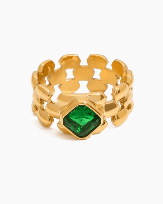 Green Square Gem Ring - mifjewelry