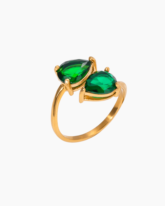 Green Teardrop Gem Ring - mifjewelry
