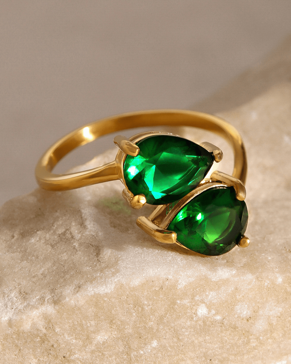 Green Teardrop Gem Ring - mifjewelry