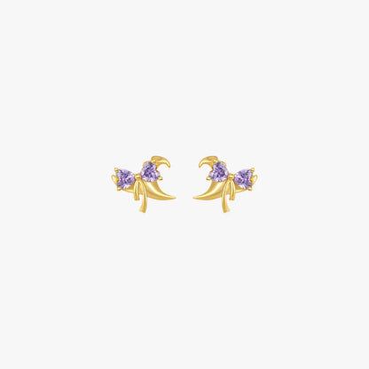 Halloween bat and moon dangle earrings with purple stones