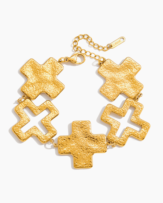 Hammered Cross Statement Bracelet - mifjewelry