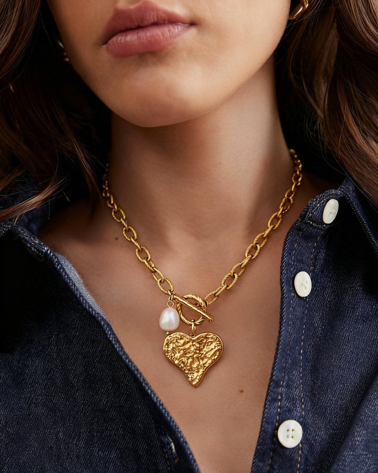 Hammered Heart Charm Necklace - mifjewelry