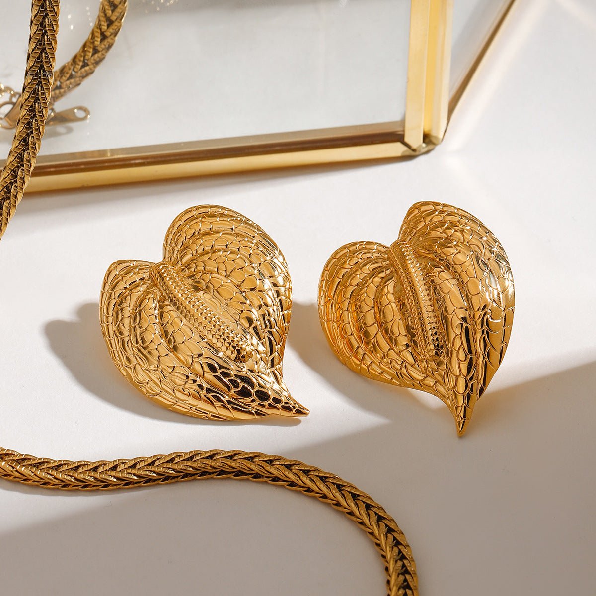 Hammered Leaf Statement Earrings - mifjewelry