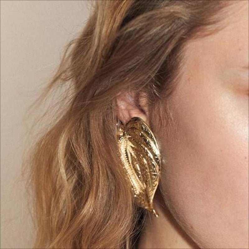 Hammered Leaf Statement Earrings - mifjewelry