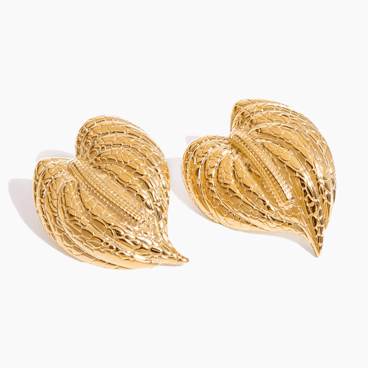 Hammered Leaf Statement Earrings - mifjewelry