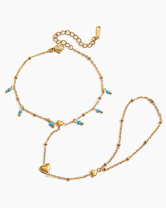 Heart & Beads Dual - Layer Bracelet - mifjewelry