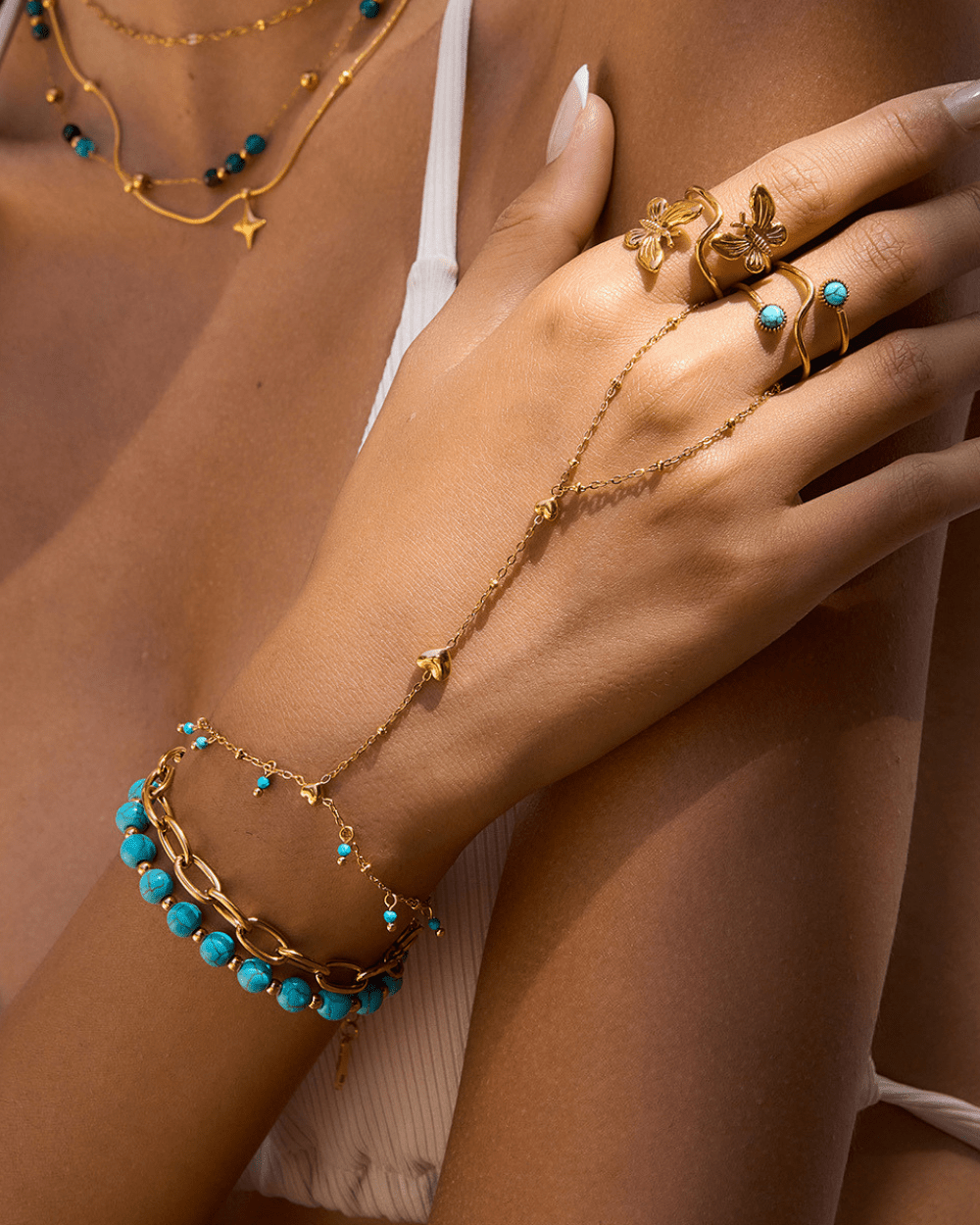Heart & Beads Dual - Layer Bracelet - mifjewelry