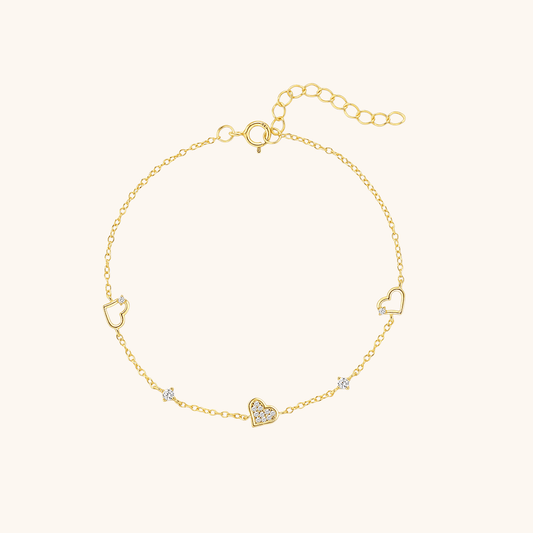 Heart Charm Bracelet with Zirconia - mifjewelry