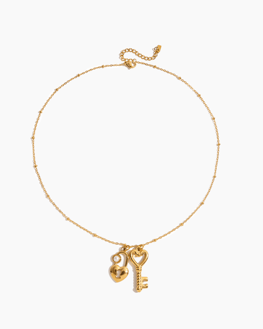 Heart & Key Charm Necklace - mifjewelry