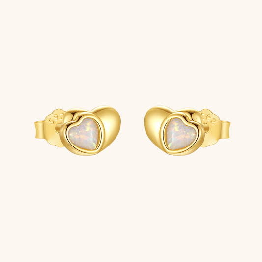 Heart Opal Stud Earrings - mifjewelry