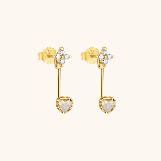 Heart Opal & Zirconia Dangle Earrings - mifjewelry