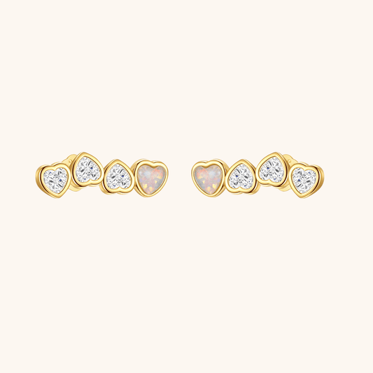 Heart Opal & Zirconia Stud Earrings - mifjewelry