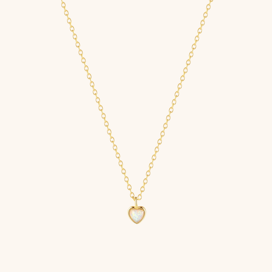 Heart Pendant Necklace with Opal - mifjewelry