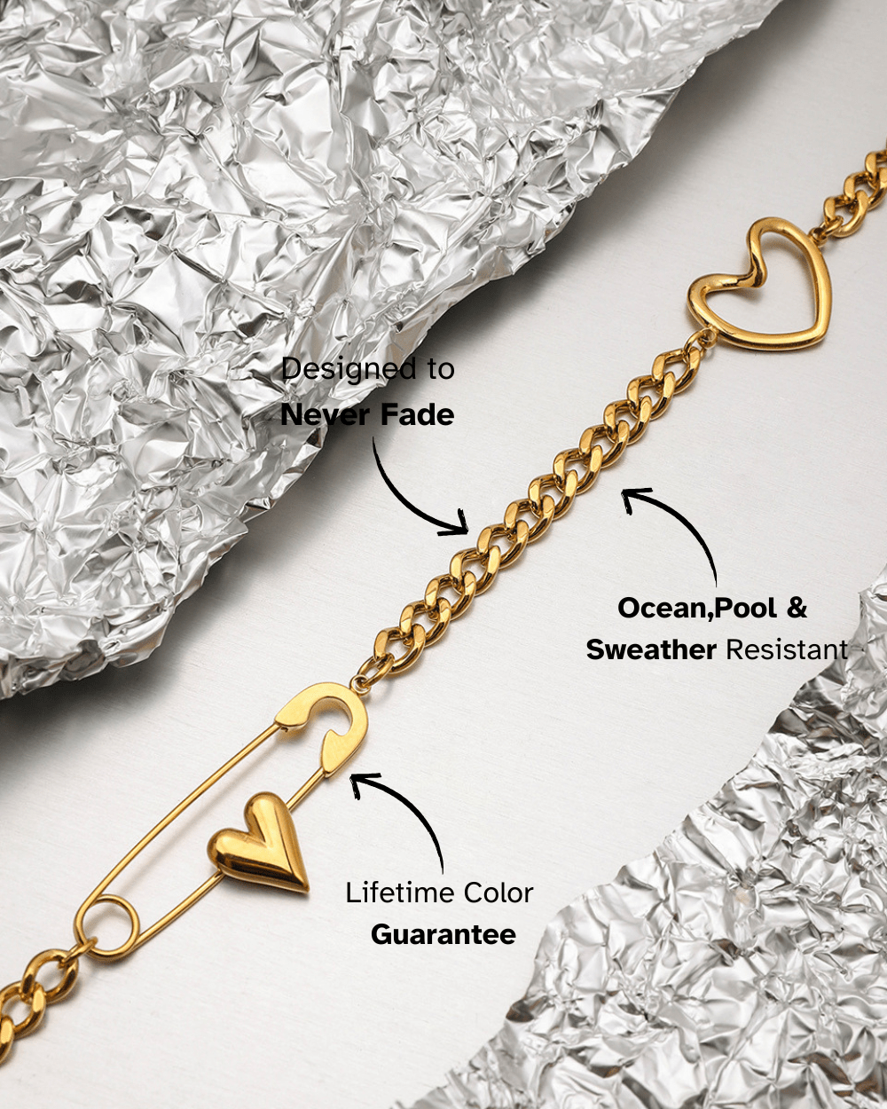 Heart - Pin Chain Necklace - mifjewelry