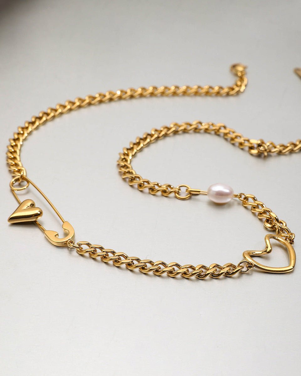 Heart - Pin Chain Necklace - mifjewelry