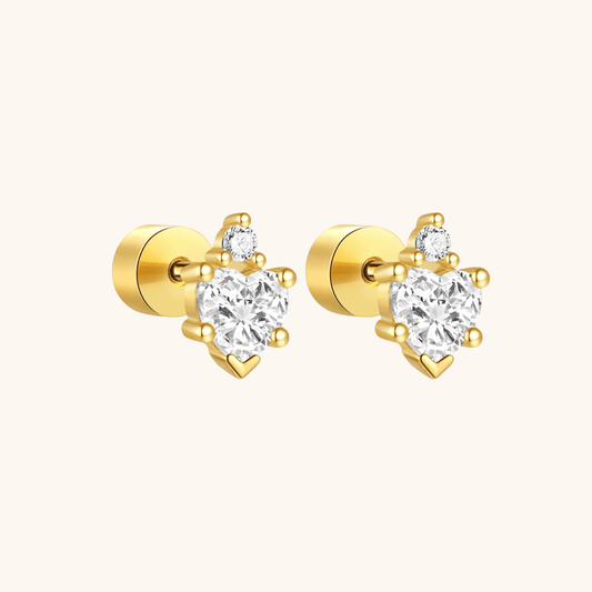 Heart - Shaped Zirconia Stud Earrings - mifjewelry