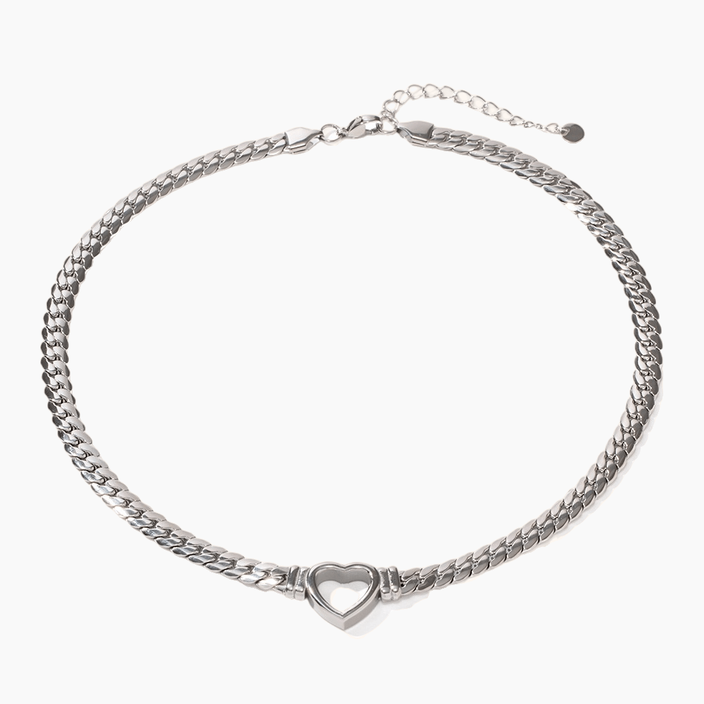 Heartlink Bold Chain Necklace - Silver - mifjewelry