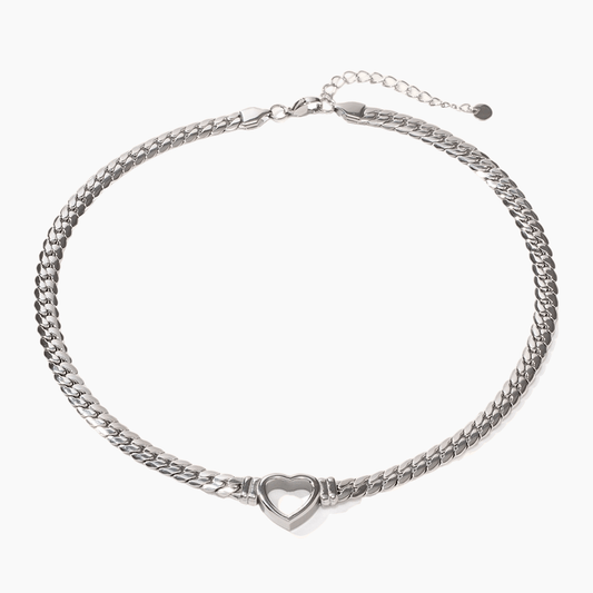 Heartlink Bold Chain Necklace - Silver - mifjewelry