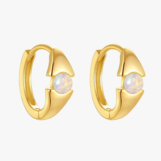Hollow Opal C - Shape Hoop Earrings - mifjewelry