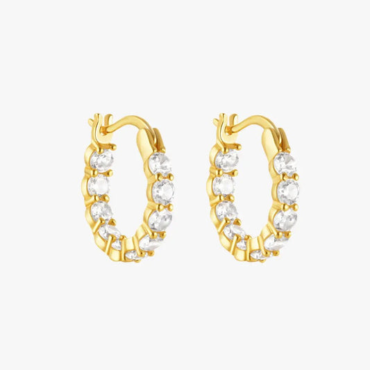 Hollow Zircon Hoop Earrings with Heart C - Shape Design - mifjewelry