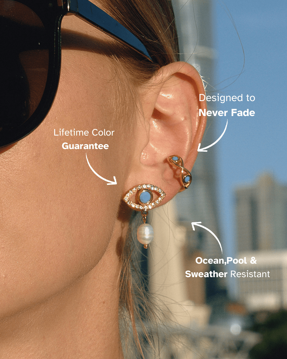 Infinity Evil Eye Ear Cuff - mifjewelry