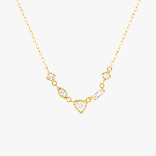 Irregular Geometric Zircon Layered Necklace - mifjewelry