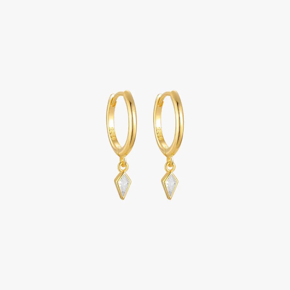 Kite Shaped Zirconia Hoop Earrings - mifjewelry