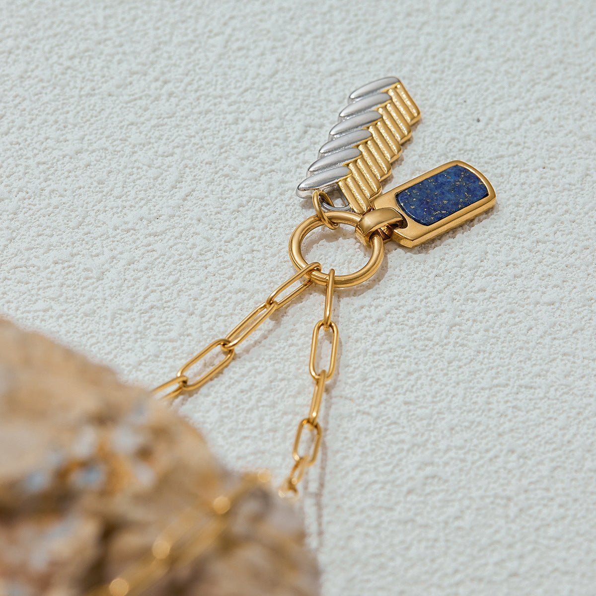 Lapis Feather Charm Necklace - mifjewelry