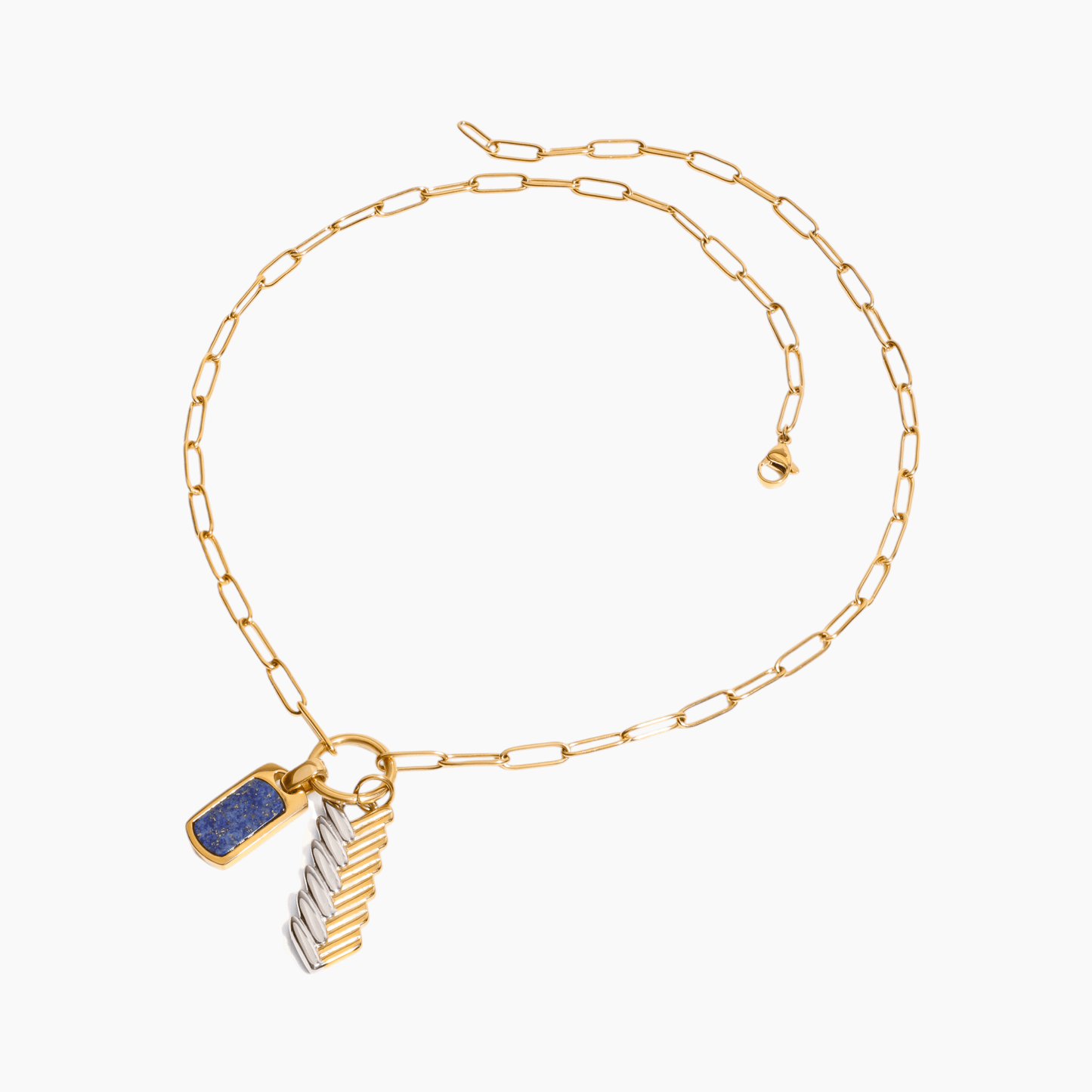 Lapis Feather Charm Necklace - mifjewelry