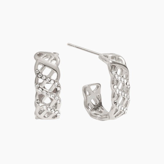 Lattice Glow Hoops - Silver - mifjewelry