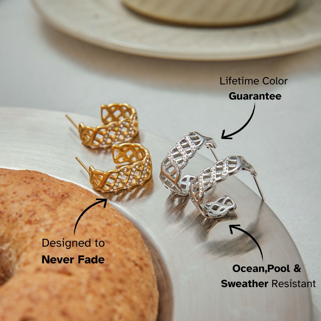 Lattice Glow Hoops - Silver - mifjewelry