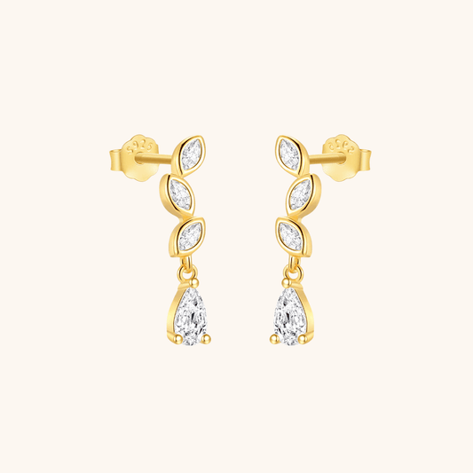 Leaf Design Zirconia Drop Earrings - mifjewelry