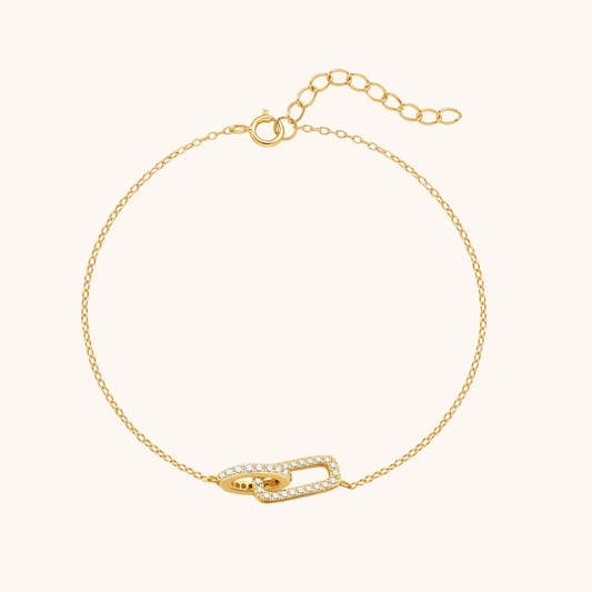 Linked Dual Hoop Zirconia Bracelet - mifjewelry