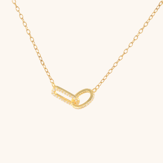 Linked Dual Hoop Zirconia Necklace - mifjewelry
